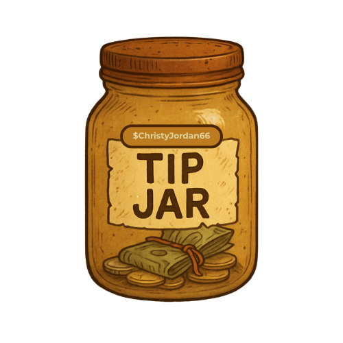 Tip jar with cash and coins