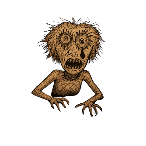 Creepy sepia sketch of clawed monster